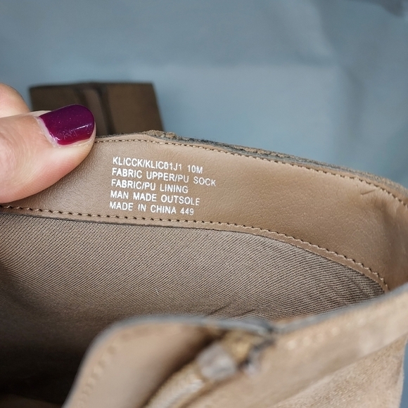 Madden Girl ankle boots Klicck Klick suede taupe tan block heel pointed toe 10 - Picture 6 of 9